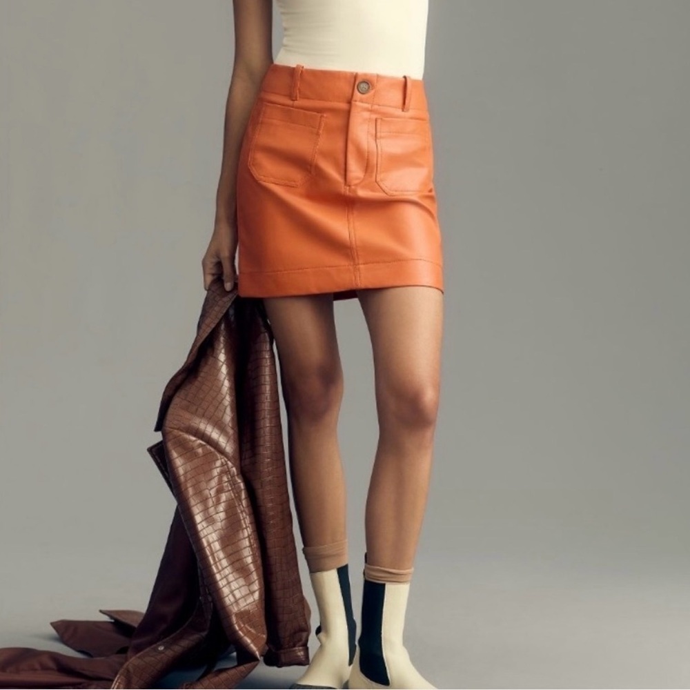 NWT MAEVE by Anthropologie Colette Faux Leather Mini Skirt